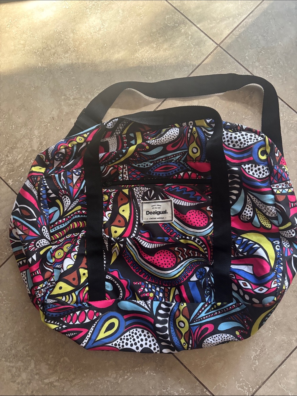 Desigual Vibrant Multicolor Paisley Travel Tote